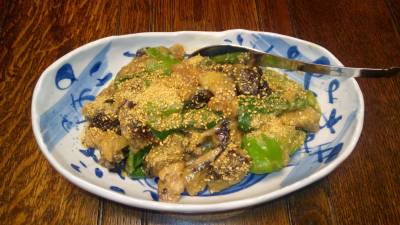 なすと豚肉のしぎ焼き