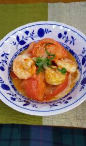 トマトとえびの梅炒め