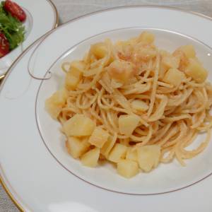 新じゃがとたらこのスパゲッティ