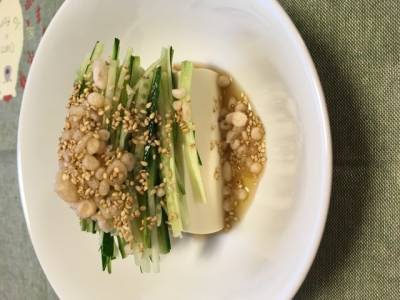 天かすときゅうりの冷ややっこ