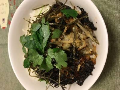 あじとごぼうのさつま揚げ丼