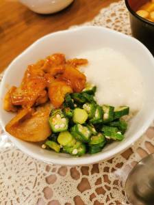 オクラナムルと長芋のビビンバ