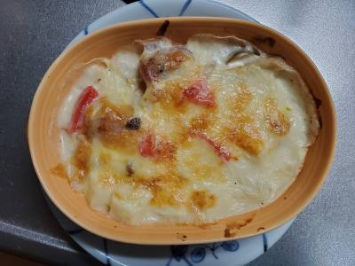 ねぎときのこのグラタン