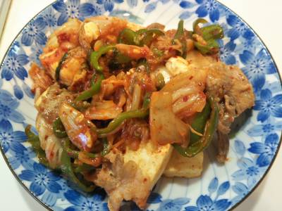 豆腐と豚キムチの炒め物