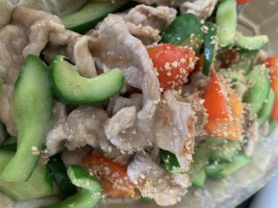 きゅうりと豚肉の香り炒め