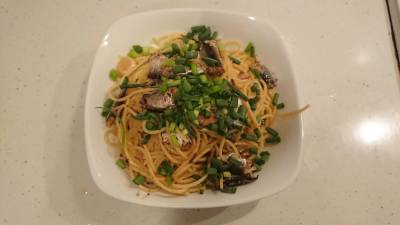 オイルサーディンの和風スパゲッティ