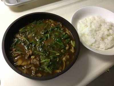 牛肉とほうれんそうのレンジカレー