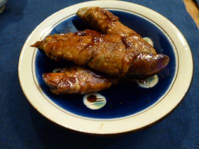 なすの豚肉巻き 黒酢風味