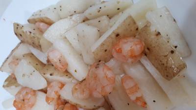 長芋とえびの炒め物