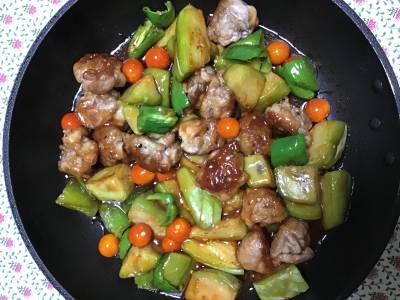 なすと豚こまの甘酢あん