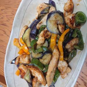 鶏肉となすのスタミナ炒め