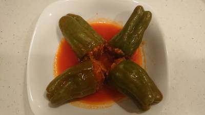 ピーマンの肉詰め トマトジュース煮