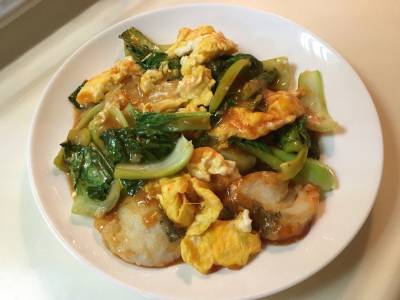 さけと卵のフワフワチリソース煮