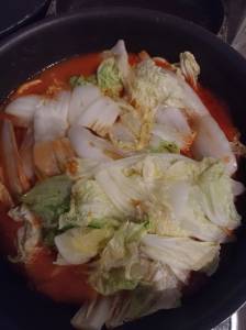 焼き白菜と鶏肉のみそトマト煮