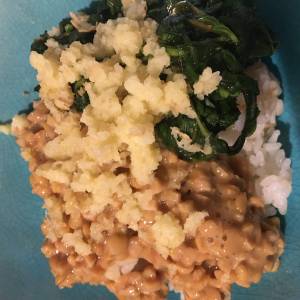 モロヘイヤと納豆のしそごま丼