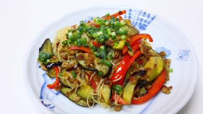 夏野菜のそうめんチャンプルー