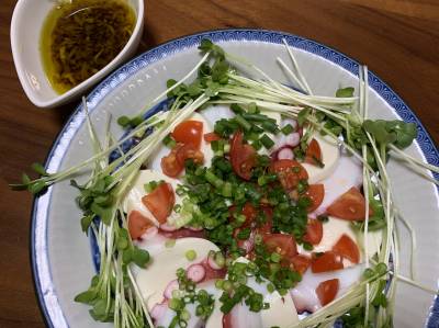 たことらっきょうの和風カルパッチョ