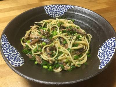 オイルサーディンの和風スパゲッティ