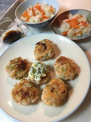 サーモンとえびのハンバーグ