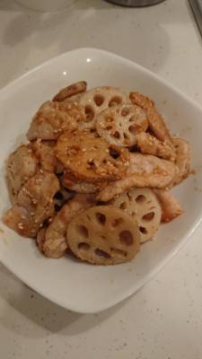 れんこんと豚肉のにんにくみそ炒め