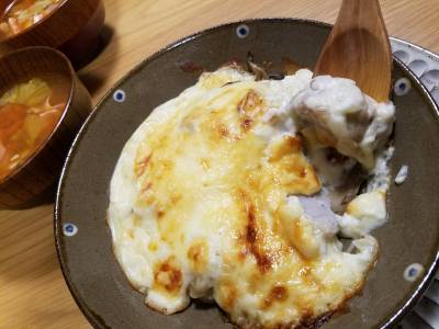 里芋とまいたけのグラタン