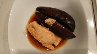 なすと鶏むね肉のうまみ酢がけ