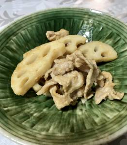 れんこんと豚肉のにんにくみそ炒め