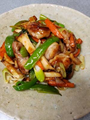 豚肉ときのこの甘酢がらめ