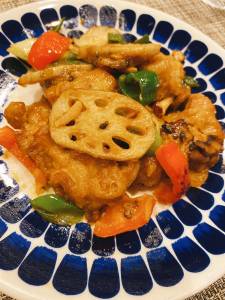 れんこんと鶏肉のピリ辛炒め