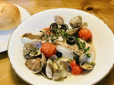 ミニトマトたっぷりアクアパッツァ