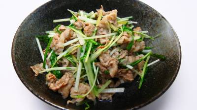 牛肉と水菜のしょうが炒め