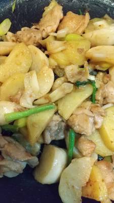 鶏肉と根菜のオイスターソース炒め