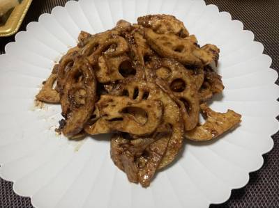 れんこんと豚肉のにんにくみそ炒め