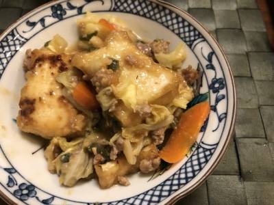 キャベツと厚揚げのみそ炒め