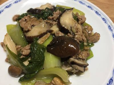 しいたけとひき肉のあんかけ