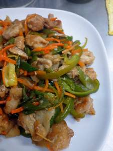 豚肉ときのこの甘酢がらめ