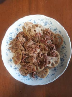 れんこんと豚肉のにんにくみそ炒め