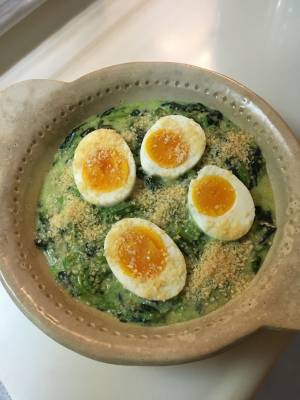 ほうれんそうと卵のグラタン