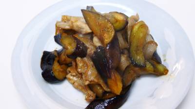 なすと豚肉の酢じょうゆ炒め