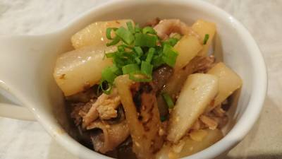 大根と豚バラの甘辛みそ炒め