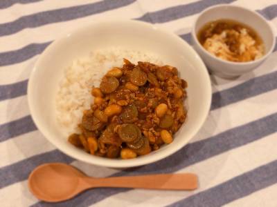 ごぼうと豆のキーマカレー