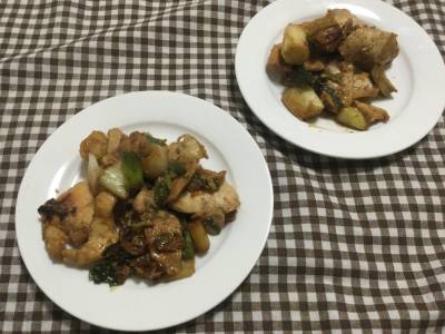 鶏むね肉の甘辛ねぎ炒め