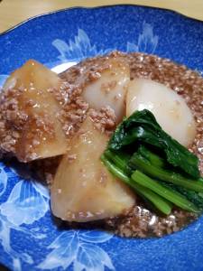 かぶの豚そぼろ煮