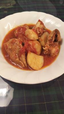 鶏肉とじゃがいものトマトしょうゆ煮