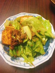 キャベツと厚揚げのみそ炒め