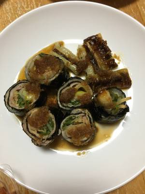 ねぎ肉巻き W（ダブル）しょうがだれ