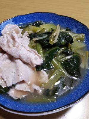 小松菜と豚肉の煮物