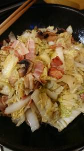 干し白菜ときのこのパスタ風