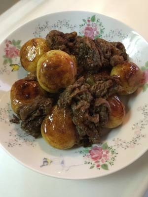 新じゃがと牛こまのはちみつ煮っころがし