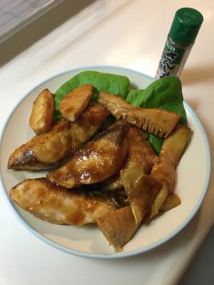 さわらとたけのこの照り焼き